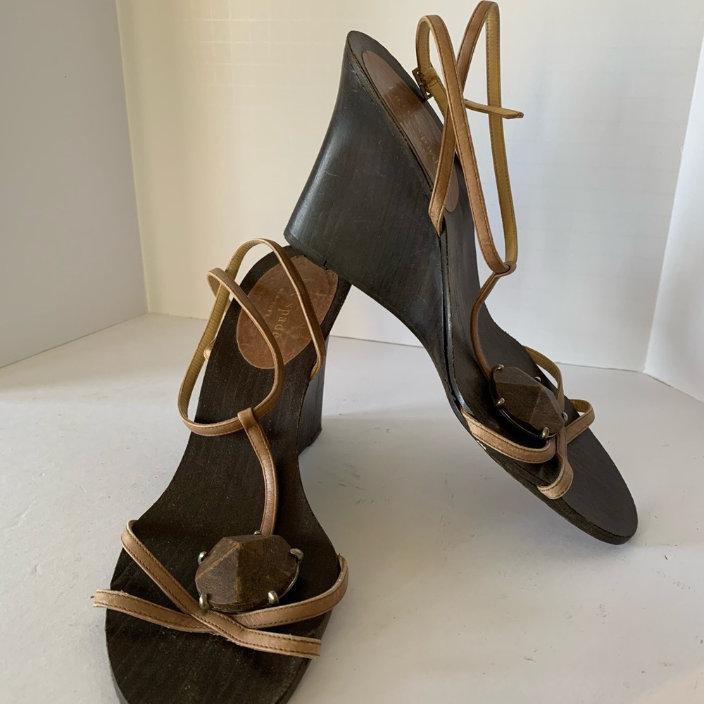 Kate spade brown wood heel wedge